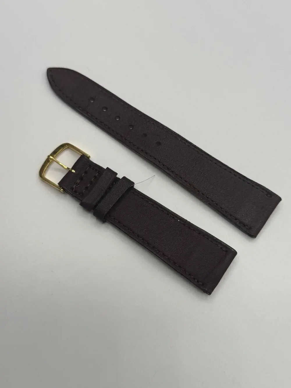21mm Kreisler Brown Calfskin Shark NOS Vintage Watch Band & Gold-Tone Buckle
